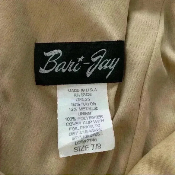 Bari Jay Women's Formal Vintage Evening Gold Sequin Dress Size 7/8 - Picture 6 of 10